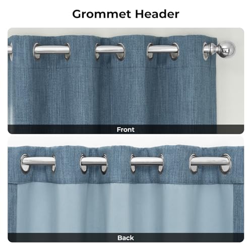 Image of HPD Half Price Drapes Grommet Linen Curtains 120 Inches Long Room Darkening Curtains for Bedroom & Living Room (1 Panel), 50W x 120L, Reverie Blue
