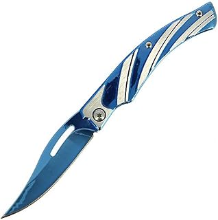 DNA Shiny Blue and White Less than 3" Non Locking Pocket Folding Foldable EDC Utility Knife 7cm Blade