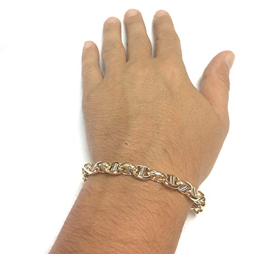 14K Yellow And White Gold Oval Mariner Link Mens Bracelet, 8.5" #TOP3