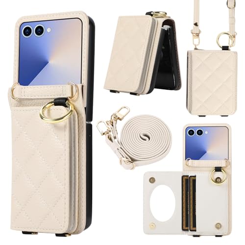 ASUS wish �g�ѓd�b�P�[�X Samsung Galaxy Z Flip 7 5G 2025 �E�H���b�g�Z���J�o�[ �~���[�t�� �N���W�b�g�J�[�h�z���_�[ �X�^���h �N���X�{�f�B �������[�h �V�����_�[�X�g���b�v ZFlip7 Z7 Flip7 ZFl