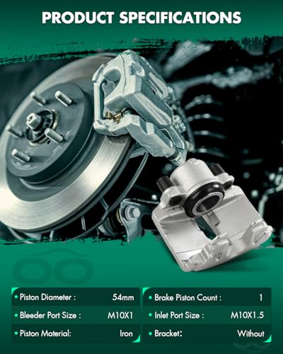 Image of SCITOO - Front Right Disc Brake Caliper Assembly w /o Bracket For Audi,For Volkswagen Models - For A1,For A3,For Beetle,For Bora,For CC,For Eos,For Golf,For Golf SportWagen,For Rabbit,For TT 19-2975
