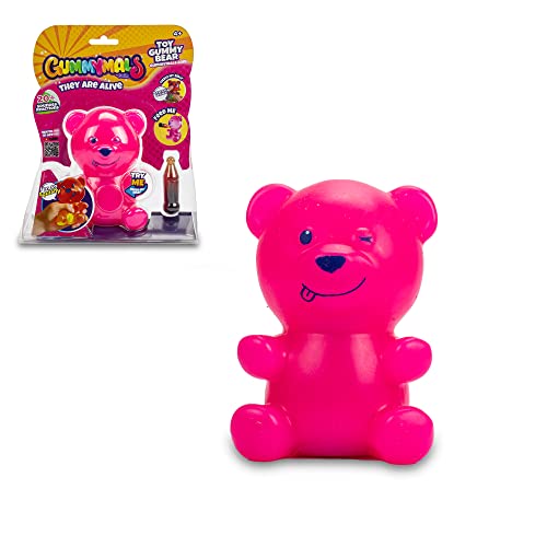 Gummymals - Osito Rosa, Juguete Interactivo con Forma de Oso de gominola, Muy Divertido, es blandito, estrujable y Tiene Muchos Sonidos Diferentes,para niños y niñas Desde 4 años, Famosa (700017672)