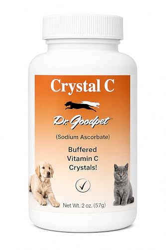 Crystal-C by Dr. Goodpet | Buffered Vitamin C Powder for Dogs and Cats Ascorbate for Immune System Support Stress Defense Gum Care & Oral Health | Gentle for Digestion Natural Pet Supplement