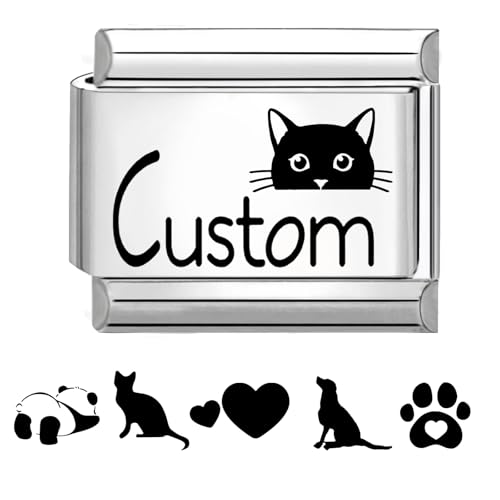 Image of Jodimitty Custom Engraved Italian Charm Silver Stainless Steel Charm Personalised Gift, DIY logo & Text, Glossy Finish, 10x9mm, fits all 9mm Bracelet