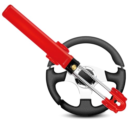 GADLANE Twin Bar Steering Wheel Lock – High Visibility Car Lock Anti-Theft Device, Car Steering Lock Suitable Car Security for Car, Van & Caravan with 2 Keys – Strong Car Lock Steering Wheel (Red)