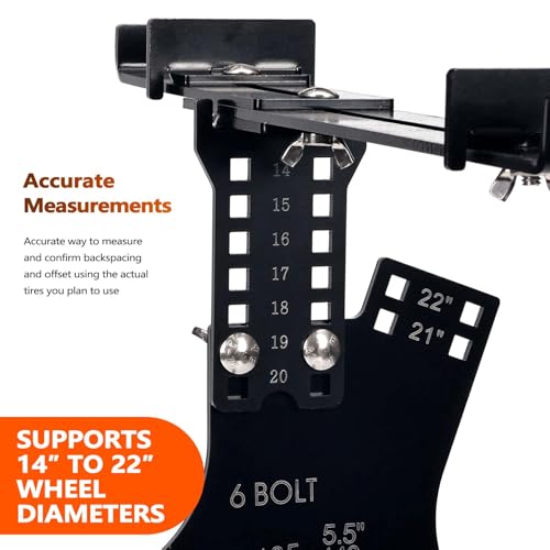 Image of Wheel Fitment Tool 6-Lug, Offset & Backspacing Measuring Tool for 14-22 inch Wheels, 7-17 inch Wide, Universal Rim & Tire Fitment Simulator
