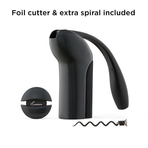 Rabbit 3-Piece Vertical Lever Corkscrew Wine Opener Boxed Gift Set, Pulls Cork in 3 Seconds, Automatic Ejection, Works on All Cork Types, Gunmetal Grey by Rabbit - Image 3