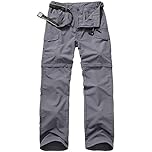 Jessie Kidden Hiking Walking Trousers Men,Quick Dry Convertible Lightweight Breathable Waterproof Outdoor Fishing Work Zip Off Cargo Pants #6055-Grey-32