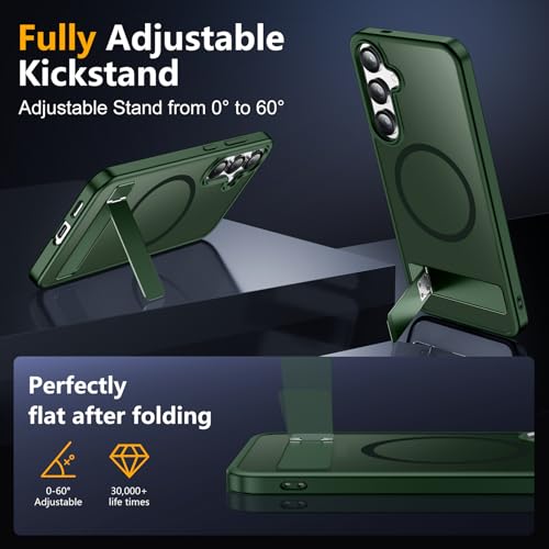 Image of SPIDERCASE Magnetic for Samsung Galaxy S25 Plus Case, [3 Stand Ways][ Military Grade Drop Protection] with Invisible Stand Shockproof Slim Case for Samsung Galaxy S25 Plus 6.7 inch, Dark Green