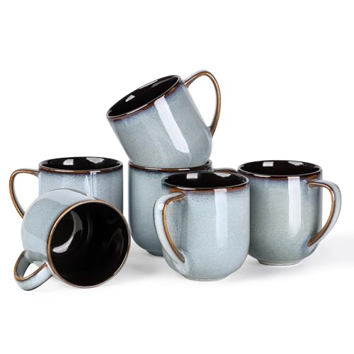 LeRatio Steingut Kaffeetassen 6er Set Ozeanblau