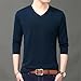 Generic Men's V-Neck Knitted Long Sleeve Clothes All-Match Shirt Top Yellow M