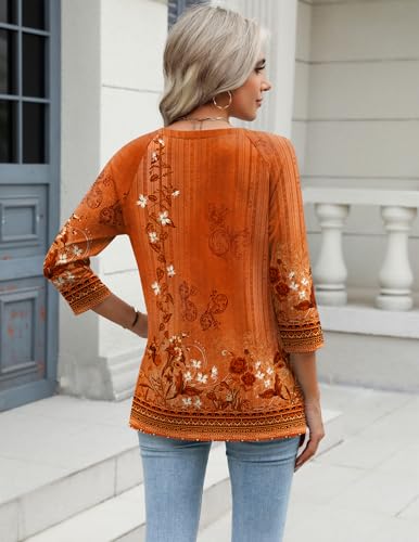 Zeagoo 3/4 Length Sleeve Womens Tops Casual V Neck Shirts Soft Basic Tees Business Work Blouses4