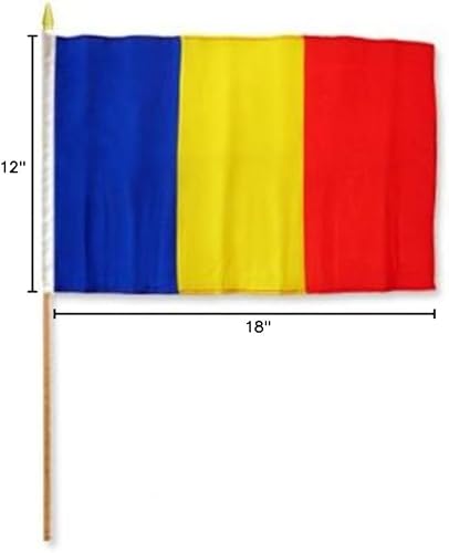 Miniatura 2 de Banderas de palo de Rumania (poliéster), 12" x 18"