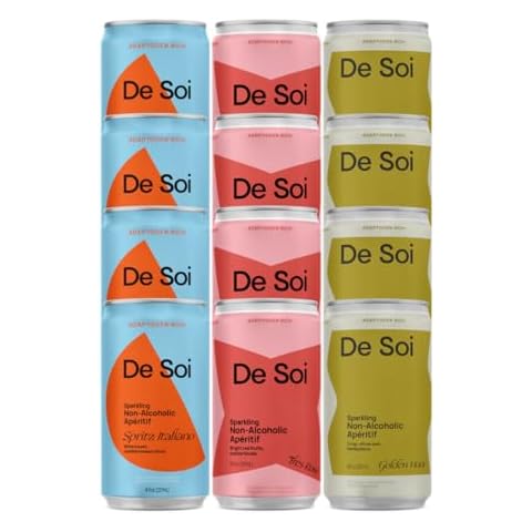 De Soi Non-Alcoholic Variety Pack, 8 fl oz (12-pack) | Ready to Drink, Alcohol Free Sparkling Apéritifs with Adaptogens, Natural Botanicals | No Added Sugar, No Preservatives, No Artificial Flavors Cover