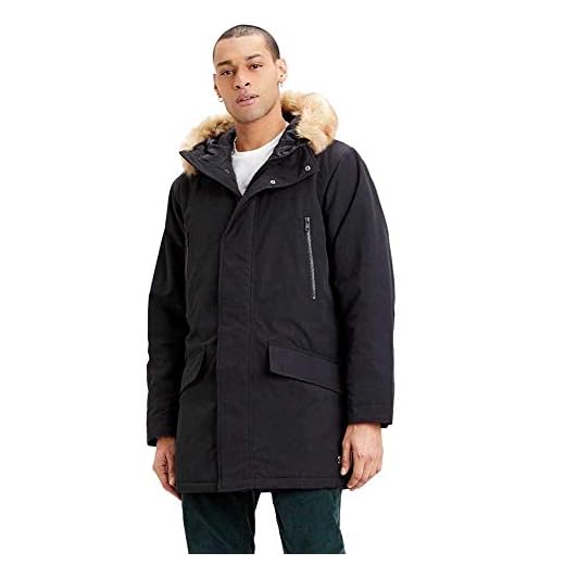 Levi's Herr Woodside Long Utlty Prka jacka, jet svart, M