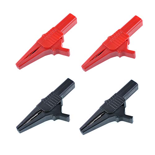 Oiyagai 2 pares de pinzas de cocodrilo de aislamiento completo rojo negro cable de prueba de batería de coche a terminales de enchufe de 4 mm Cover