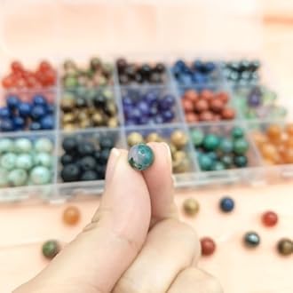 Basigeese 300pcs Natural Stone Beads Polished Beading 8mm Loose Beads Gemstone Crystal Energy Stone Healing Power for DIY Jewelry Making