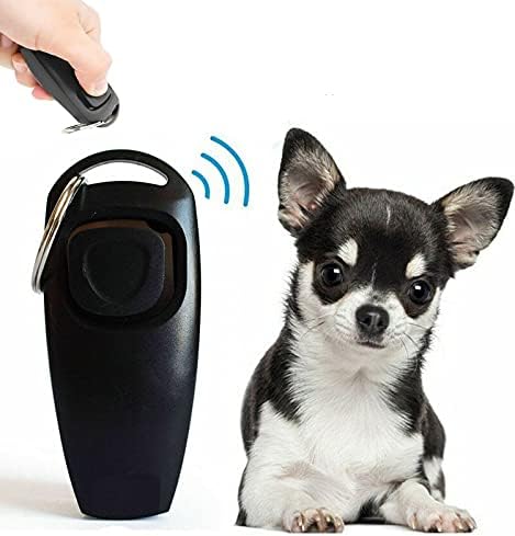 Ezonedeal Dog Clicker Dog Whistle to Stop Barking Dog Training Clicker Dog Whistle Clicker 2 in 1 Black