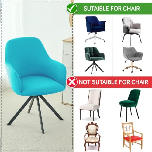 Image of HOKIPO 'SereneSolids' 140 GSM Stretchable Swivel Chair Cover High Armrest Slipcover, Sky Blue (NEW-AR-6247-SBL)