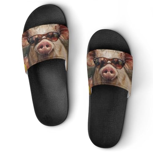 Claquettes cochon avec lunettes de soleil de bain unisexes taille 37