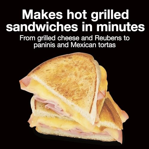 Proctor Silex Deluxe Hot Sandwich Maker With Easy-Clean Durable PFAS-Free Nonstick Ceramic Plates, Fits up to 2 Grilled Cheese, Ruebens, Tortas or Subs, Stainless Steel (25415MN)