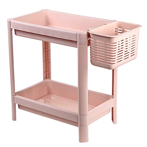 MTYLX Estante de cocina extraíble, estante de almacenamiento de 2 niveles, esquina de pared, decoración para el hogar, cabina apilable, multifuncional, baño, sala de estar, 3 colores, rosa, 35,5 x