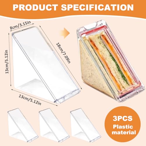 Sandwich container transparent réutilisable lot de 3 boîtes compactes de voyage - 4
