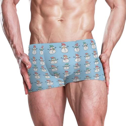 Christmas Xmas Snowman Cute Mens Swim Trunk Swimwear Bathing Suit Swim Brief Square Leg Board Short S B04035252