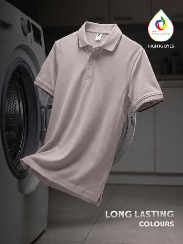 Image of XYXX Accent Men's Solid Cotton Polo T Shirt | Collar Tshirts | Half Sleeves | Solid-Slim Fit