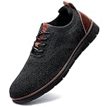 LEZTA Men's Casual Dress Sneakers Business Lightweight Oxfords Arch Support Walking Shoes(Grey Black B Size 10.5)