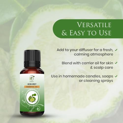 Image of VIRTUAL Bergamot Essential Oil For Hair, Face, Skin & 100% Pure & Natural Pure Aromatic Oil for Anxiety Relief & Skin Health Great for Aromatherapy, Relaxation Techniques & DIY Projects (15 ML)