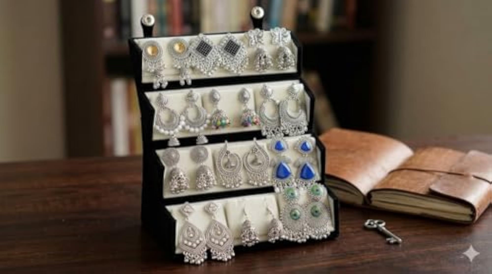 Velvet Earring Organizer Box, Tri-Fold Display Case