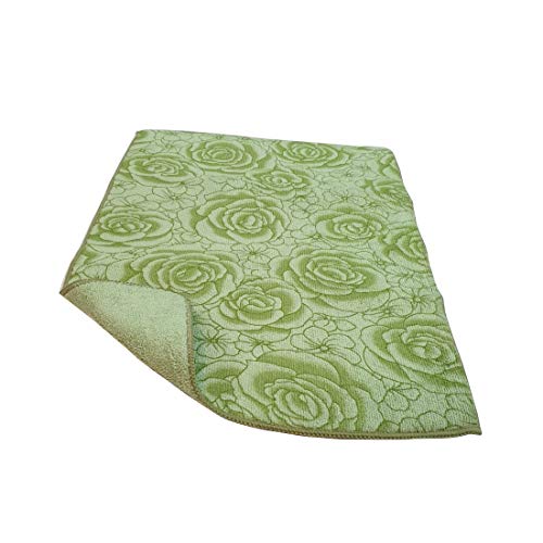 Image of Inditradition Kitchen Sink Utensil Drying Draining Mat | Microfiber Utensils Drying Mat, Green Printed (15 x 20 Inches)