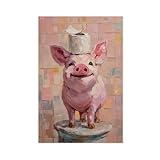 Lustiges Schwein-Poster, Leinwand-Poster, Wandkunst, 