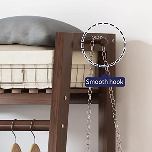 Karmio Wooden Clothing Rack For Hanging Clothes Free Standing Wardrobe Closet Garment Rack With Shelves For Bedroom,Entryway And Living Room (Color : Walnut, Size : 120 * 38.5 * 144Cm) #TOP3