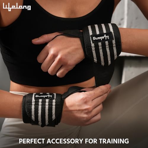 Image of Lifelong Wrist Supporter for Gym|Wrist Band for Men Gym & Women with Thumb Loop Straps, Wrist Wrap Gym Accessories for Men Hand Grip & Wrist Support Sports Straps for Gym (LLFAWS01, Grey & Black)