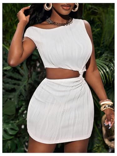 SOLY HUX Women's Summer Dresses Textured Cutout Sleeveless Bodycon Party Mini Dress2