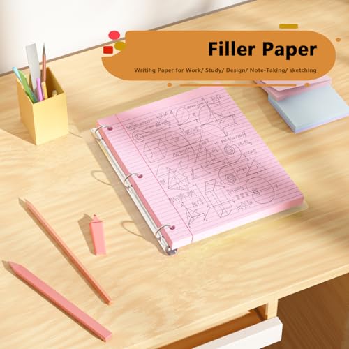 image for AILZFEI Pink Loose Leaf Paper 100 Sheets Colored Filler Paper 8 * 10.5