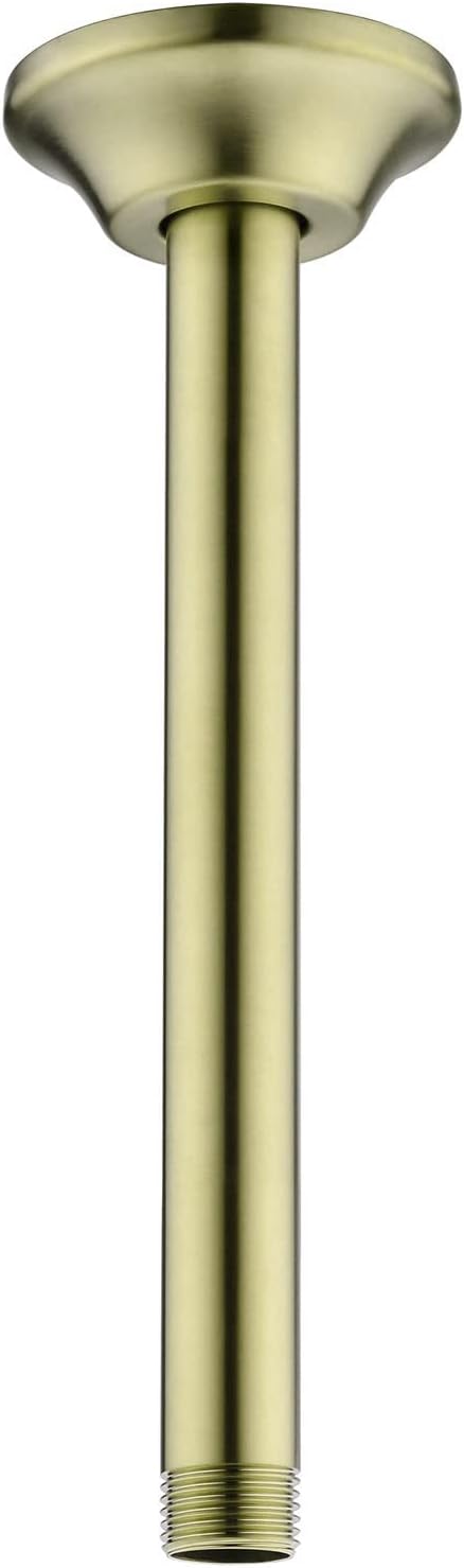 BESTILL 8 Inch Ceiling Mount Rain Shower Head Arm and Flange, Brushed Gold