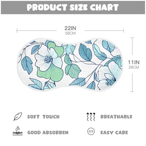 1 Pack Green Flowers Muslin Burp Cloths Cotton Absorbent Baby Burping Rags for Boys Girls Soft Newborn Burp Bibs, 22 x 11 Inch4