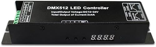 Controlador LED DMX512 Decodificador DMX de 3 canales con pantalla digital RDM, convertidor DMX a RGB, controlador de atenuador DMX512 PWM RGBCCT