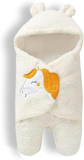 Aakriti Ultra Super Soft Baby Blanket for Newborn||Ac Room Blanket for Summer||Infants Winter Swaddler||All Season Hooded Blanket for 0-6 Month Baby Boys and Baby Girls., with Unicorn Patched (White)