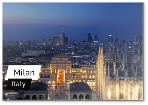 Italy Milan - Amazing Panoramic Aerial View of Downtown of The City - Duomo Cathedral Vittorio Emanuele Gallery and Skyline Fridge Magnet