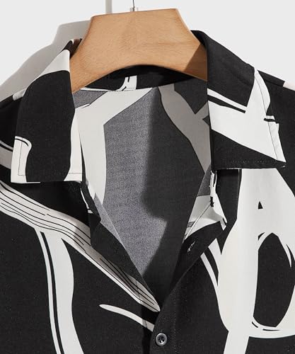 Image of Men's Half Sleeve Zebra Printed Shirt | Black and White Polyester Shirt for Men | Stylish Casual and Semi-Formal Shirt