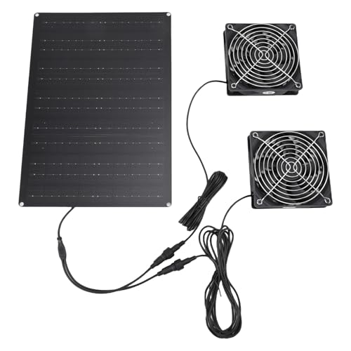 Solar Panel Ventilation Fan, 75W 3000 to 4000RPM IPX7 Waterproofing Exhaust Fan Solar Panel Cooling Ventilation Solar Greenhouse Fan for Chicken Coop