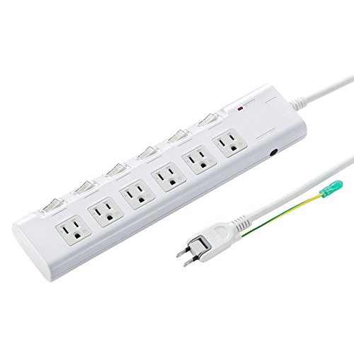 サンワサプライ 節電タップ 6個口・3P・2Pスイング式プラグ 2m 個別スイッチ付き TAP-S23