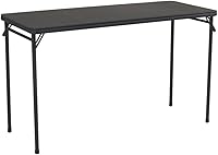 COSCO 20x48 Vinyl Top Folding Table Black - Lightweight Portable Steel Frame for Parties, Crafts & Indoor Use