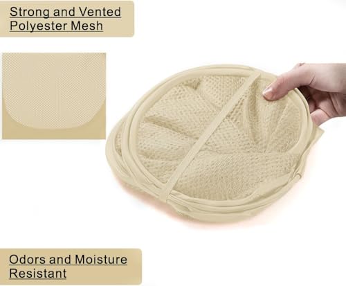 Image of BATTOO Deluxe Strong Mesh Pop up Laundry Hamper Basket with Side Pocket for Laundry Room, Bathroom, Kids Room, College Dorm or Travel Beige