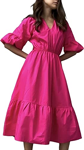 Robe bohème rose pour vos journées d'été et vos promenades décontractées en vacances