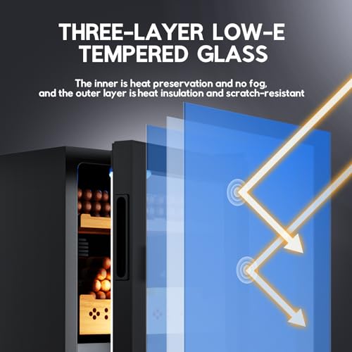 Image of Tylza Cigar Humidor Cabinet 50L, Temp & Humidity Control Electric Humidors for Cigars, 400 Cigars, Digital Hygrometer, Safety Lock, Cigar Humidors with Cedar Wood Drawer Shelves, Cigar Gifts for Men